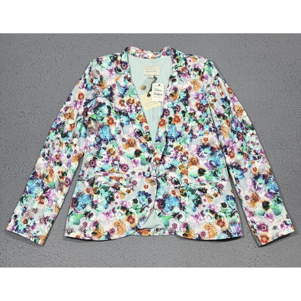 NWT Hinge Blazer Jacket Womens Size 1 Multicolor Layered Floral One Button Lined